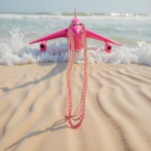 Vintage Long Pink Necklace  48 inches long